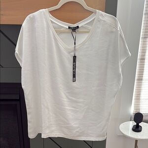 CHARLIE B Natural Knit back Satin front tee.  NWT, XL